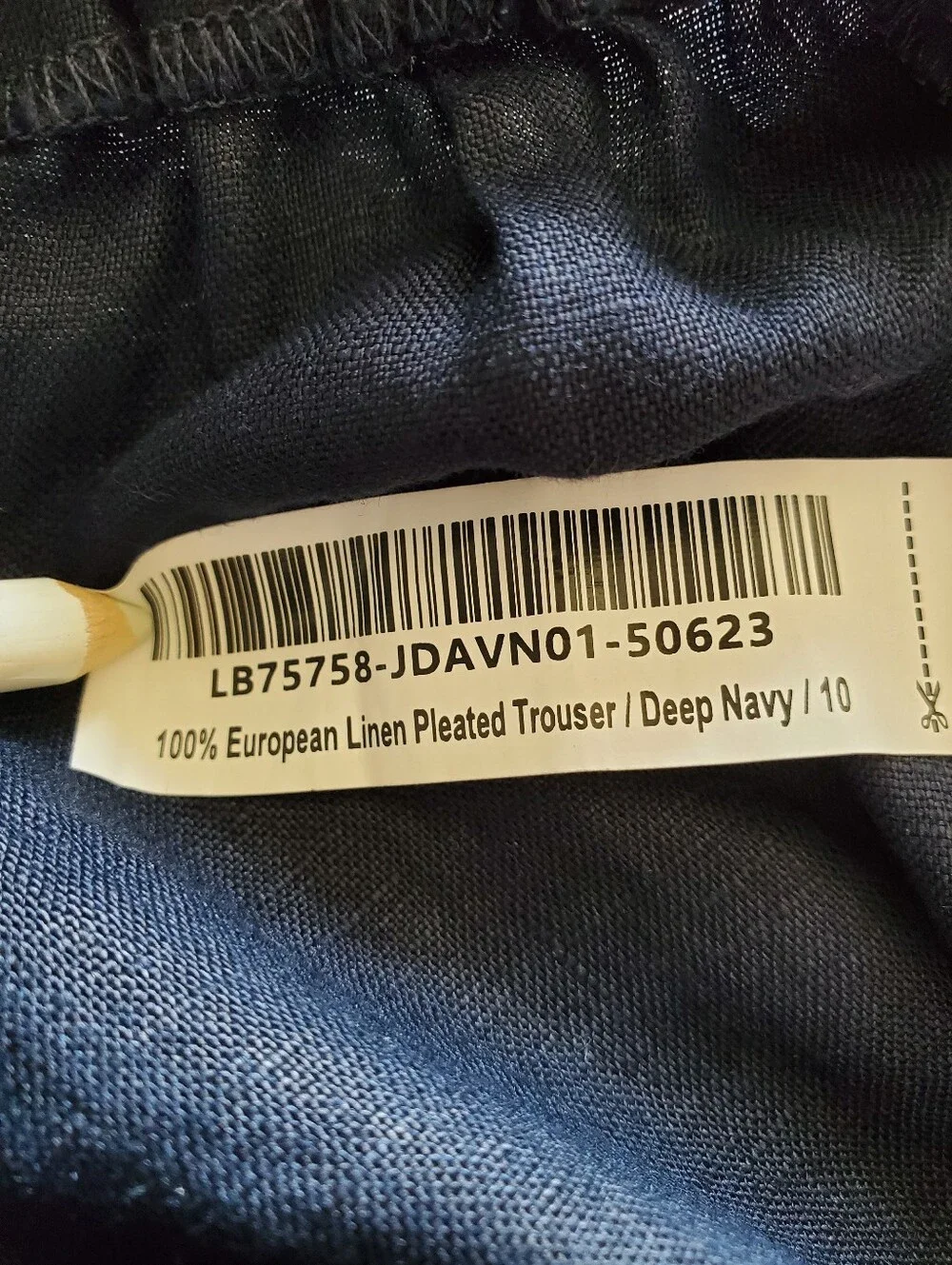 NWT Quince 100% European Linen Pleated Trouser Deep Navy